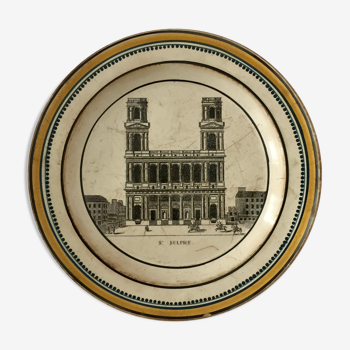 Earthenware plate by choisy le roy (1804-1823) "st sulpice"