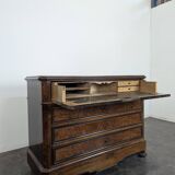 Elm burl and rosewood secretary chest of drawers