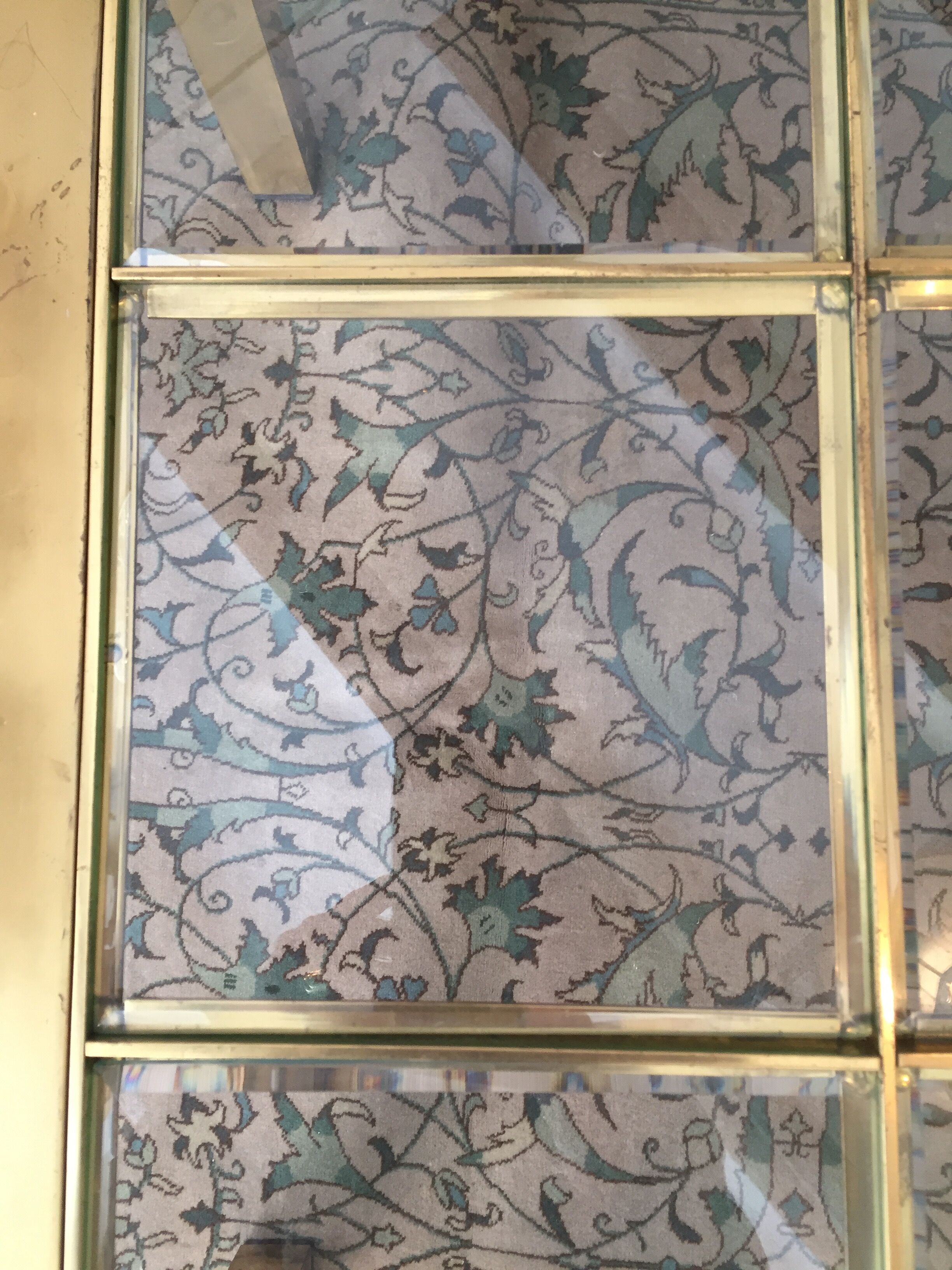 Table brass and beveled glass