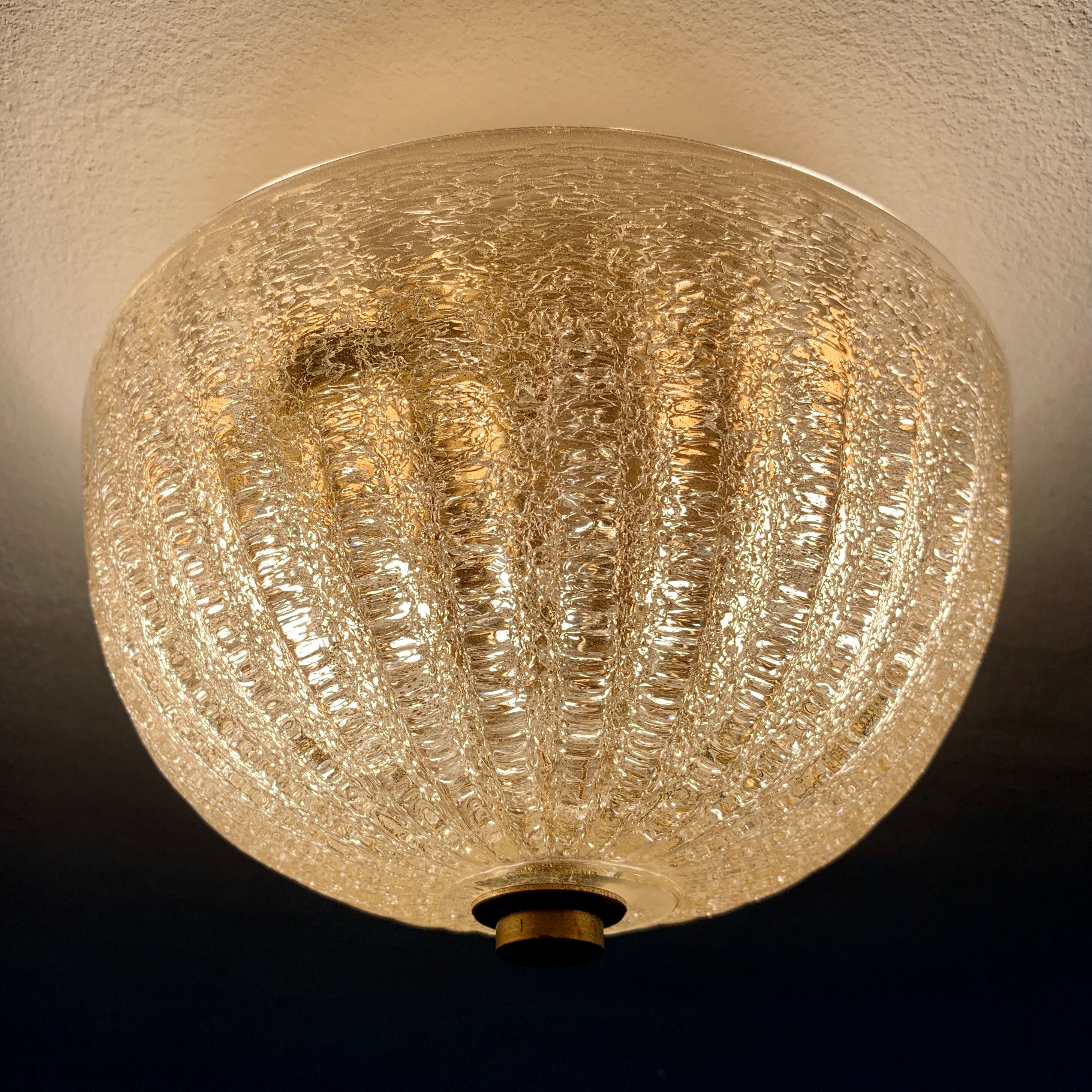 Old ceiling lamp murano glass with inclusion gold gilded barovier toso