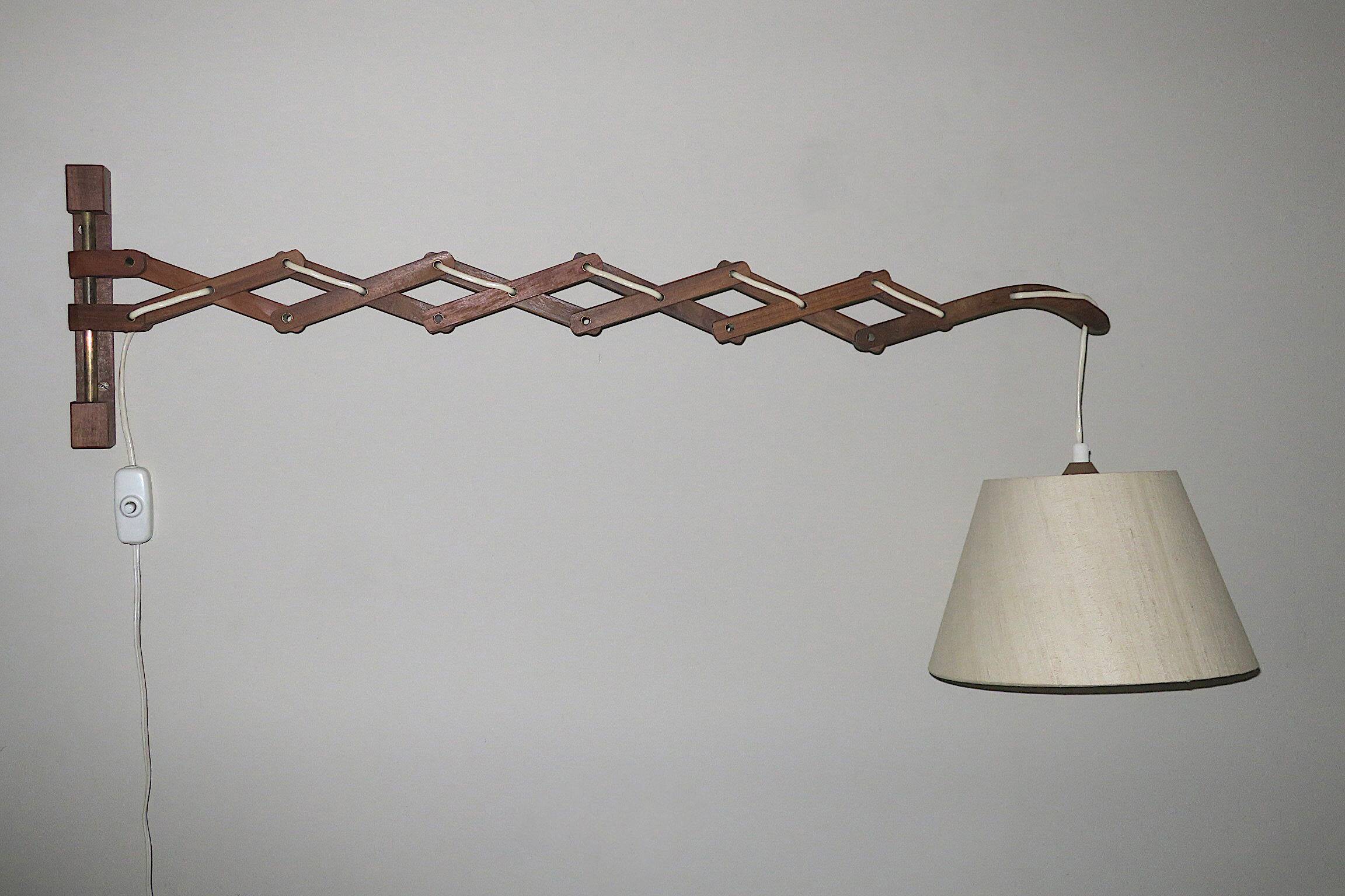 Large concertina wall light in teak by Eric Hansen / Le Klint, Denmark 1960