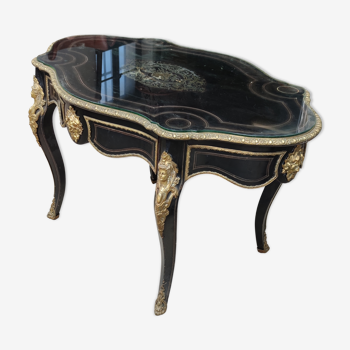 Table desk middle marquetry called "Boulle" napoleon III era