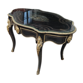 Table desk middle marquetry called "Boulle" napoleon III era