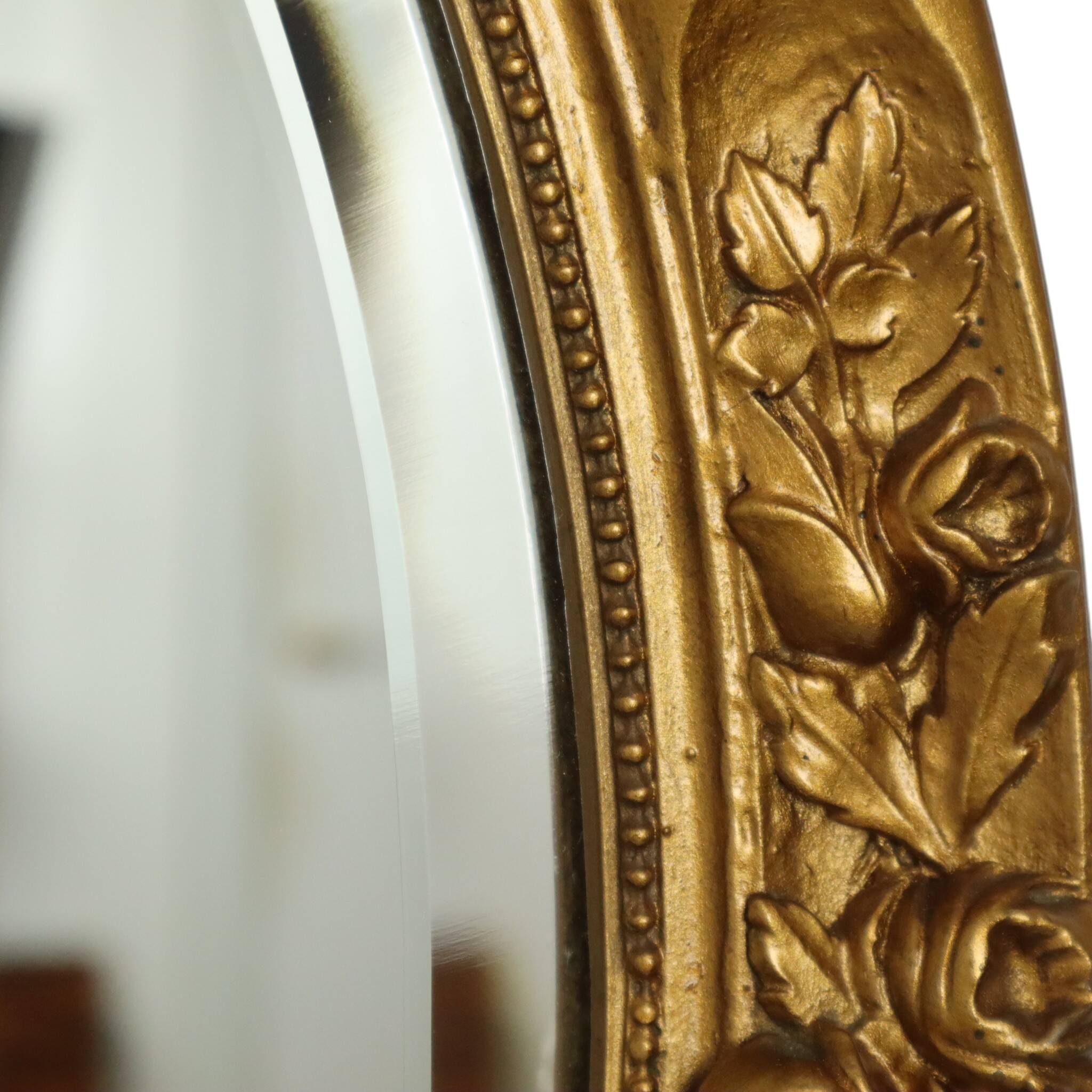 French Oval Bevelled Mirror with Rose Gold Finish 58cm