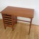 Vintage 1950s oak desk with sliding curtain.