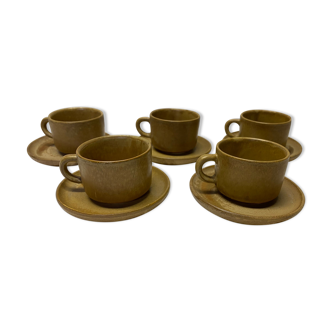 Set of 5 vintage stoneware cups