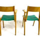 Pair of chair chair bridge design vintage 50