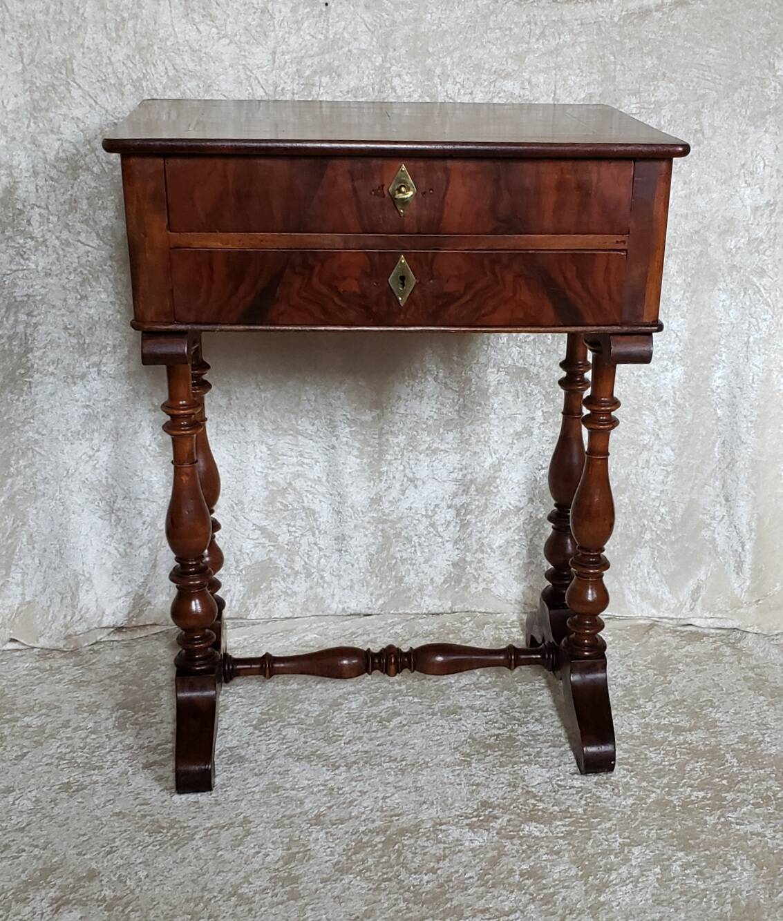 Walnut work table circa 1840.