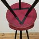 Paire de tabourets de bar tripode 1950, métal et simili cuir rouge