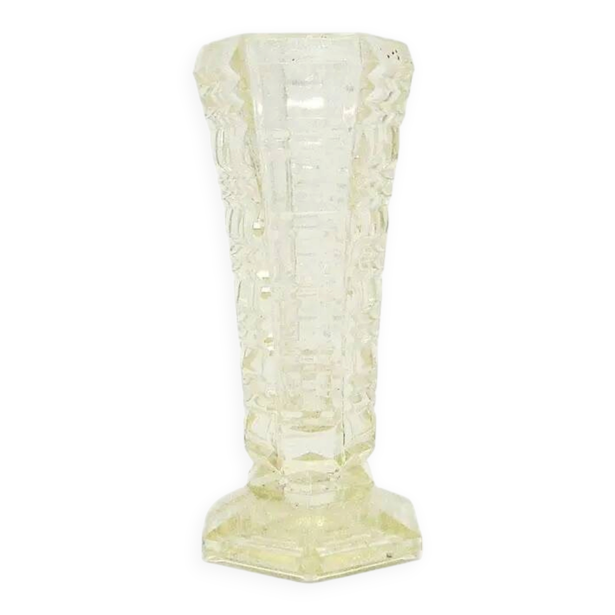 Miniature Art Deco vase, pressed glass, Czechoslovakia, 1930s