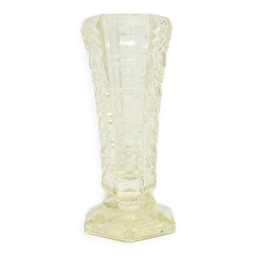 Miniature Art Deco vase, pressed glass, Czechoslovakia, 1930s