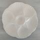 Oyster service dish and 6 plates barbotine earthenware sarreguemines ecru vintage