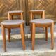 Set of 4 stools in beech and gray Skai 1980