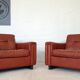 Vintage danish mid century cognac leather lounge chairs 1970,s