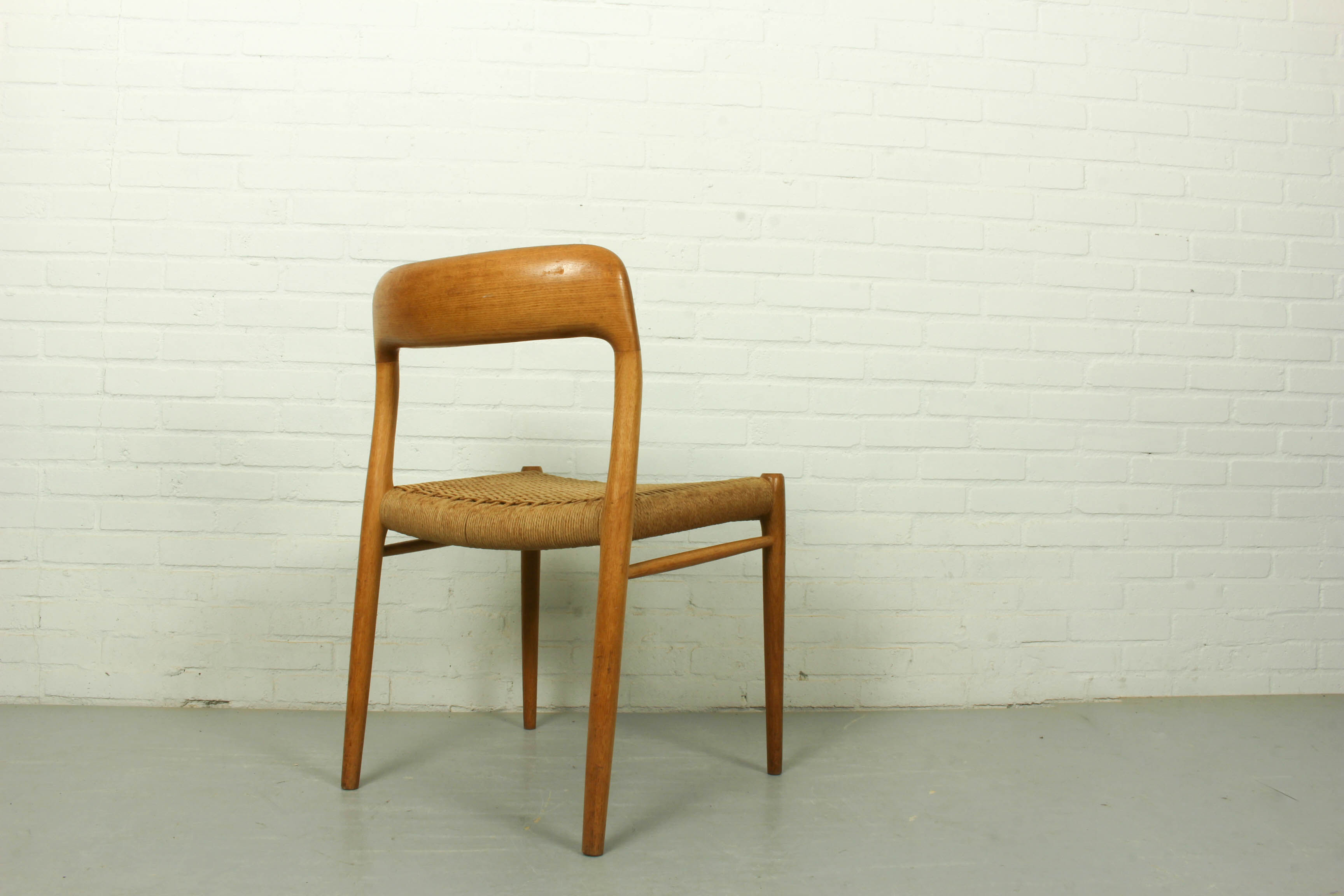 Niels Møller Model 75 oak papercord dining chair for J.L Møller