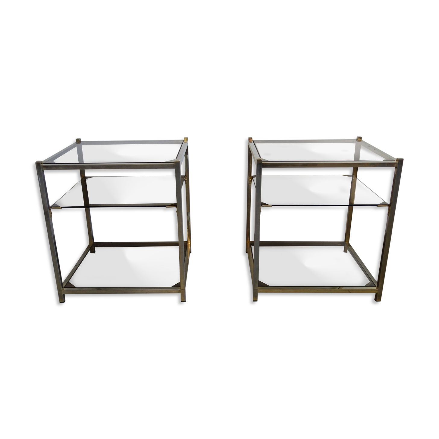 2 Sofa tips glass smoked gold metal