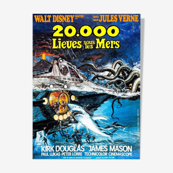 Poster 20,000 Places Under the Sea Vintage 60's Fantastic Cinema