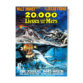 Poster 20,000 Places Under the Sea Vintage 60's Fantastic Cinema