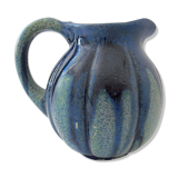 Pitcher in blue sandstone with blue drips, "melon" shape.