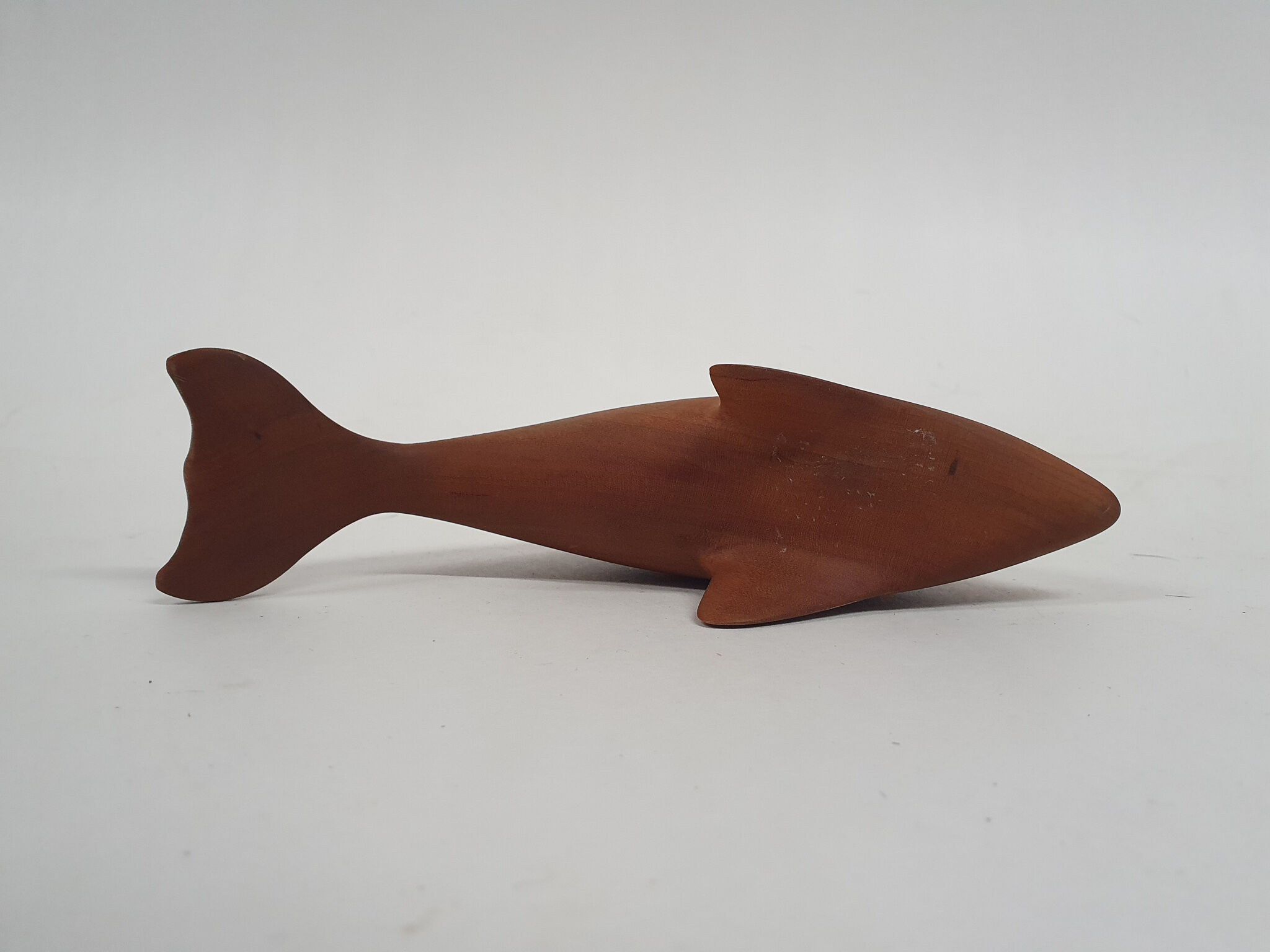 Scandinavian modern solid teak dolphin sculpture, 1950's