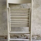 Extra folding chair / garden chair / vintage white lacquered solid wood office chair
