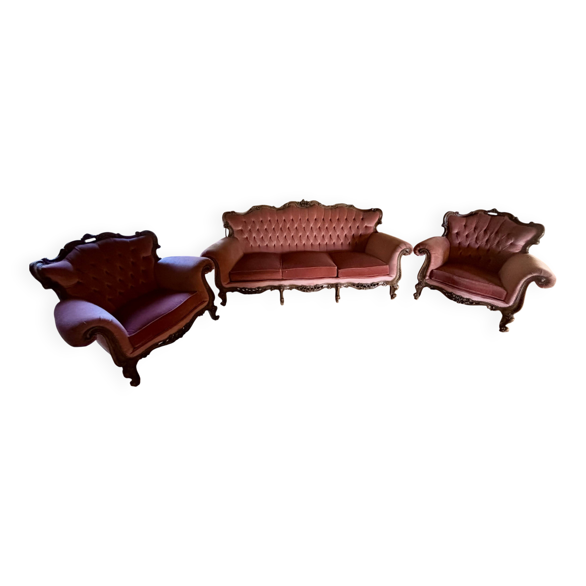 Salon style Napoléon III velours rose