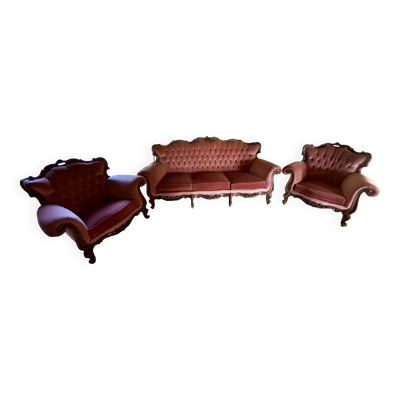 Salon style Napoléon III velours rose