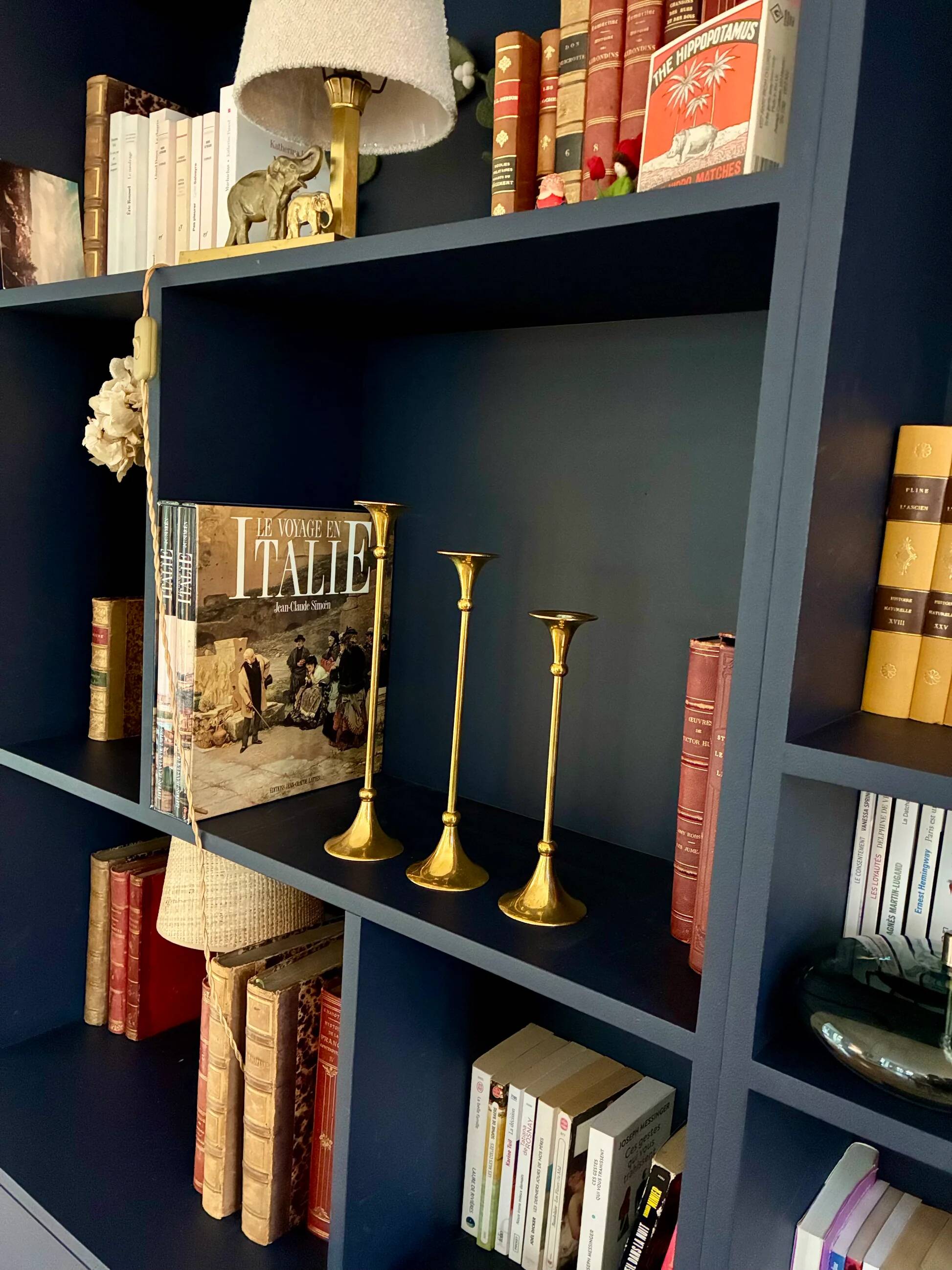 Trio of "Trumpet" brass candlesticks - 1960