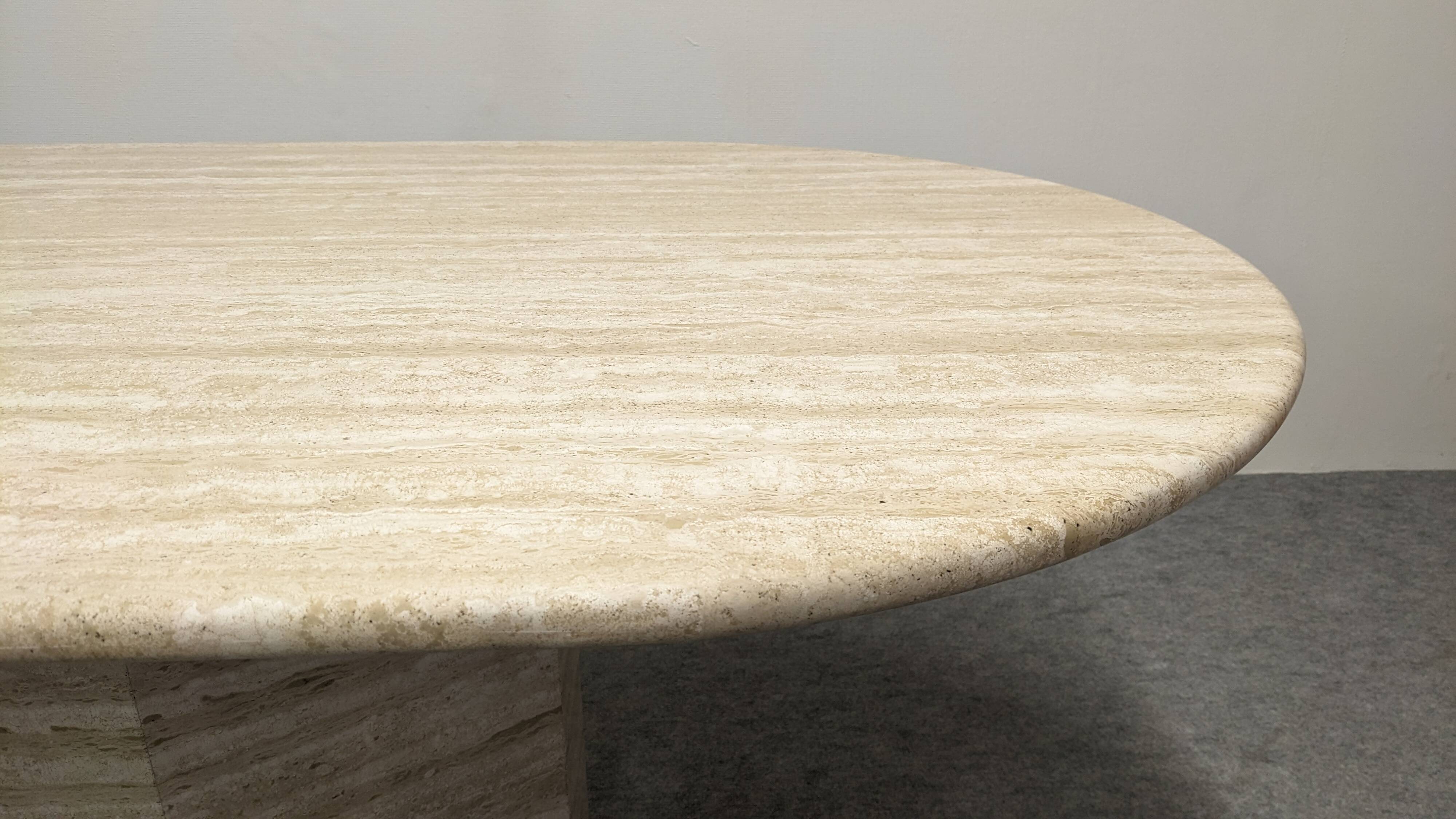 XL dining table in travertine, Italy circa 1970