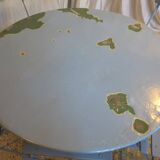 blue garden furniture "The earth is flat"