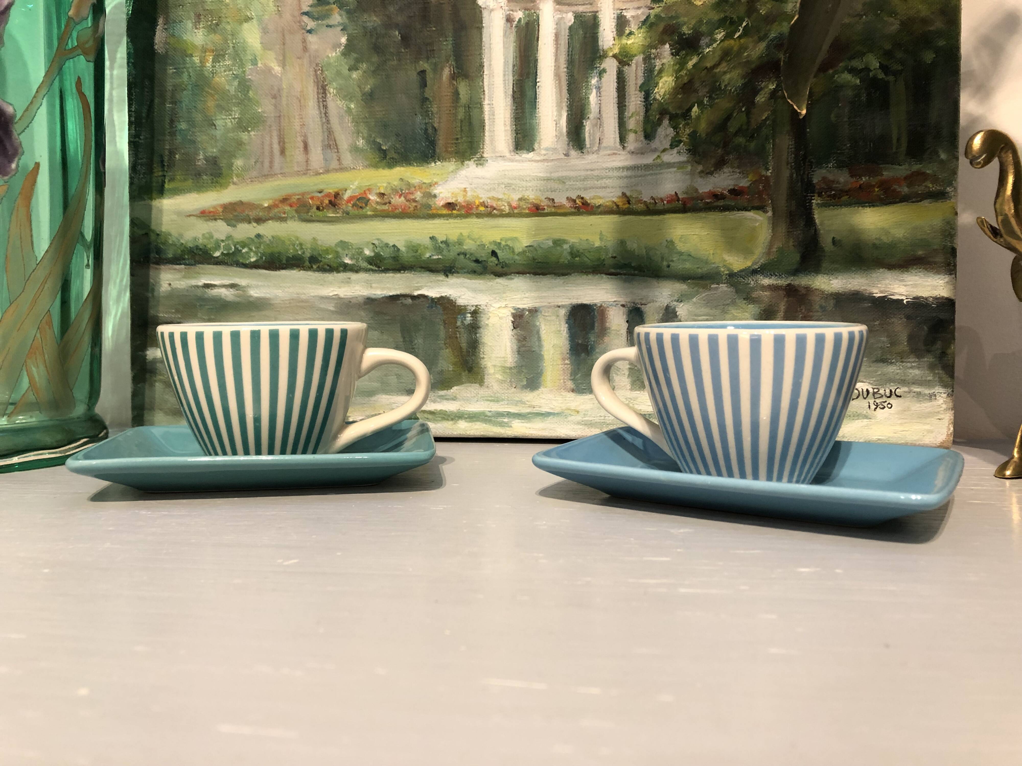 4 vintage ceramic coffee cups produced by lbvyr circa