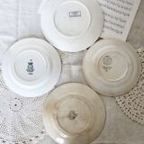 4 mismatched white and green ironstone dessert plates Arabesque set