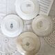 4 mismatched white and green ironstone dessert plates Arabesque set