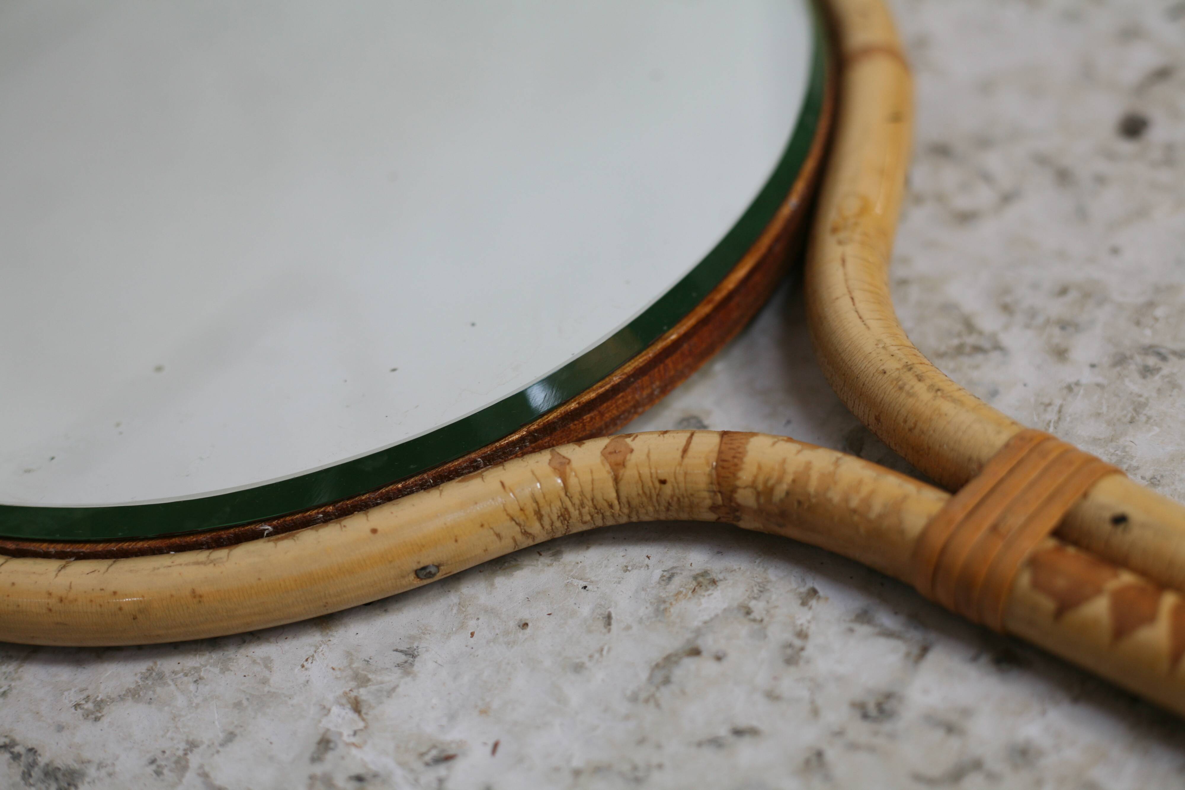 Rattan mirror in the style of Louis Sognot, France, 1950