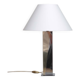 Grande lampe à poser en métal argenté et doré, 1980