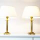 Vintage pair of Brass Column Table Lamps - 1970's Hollywood Regency Lamps