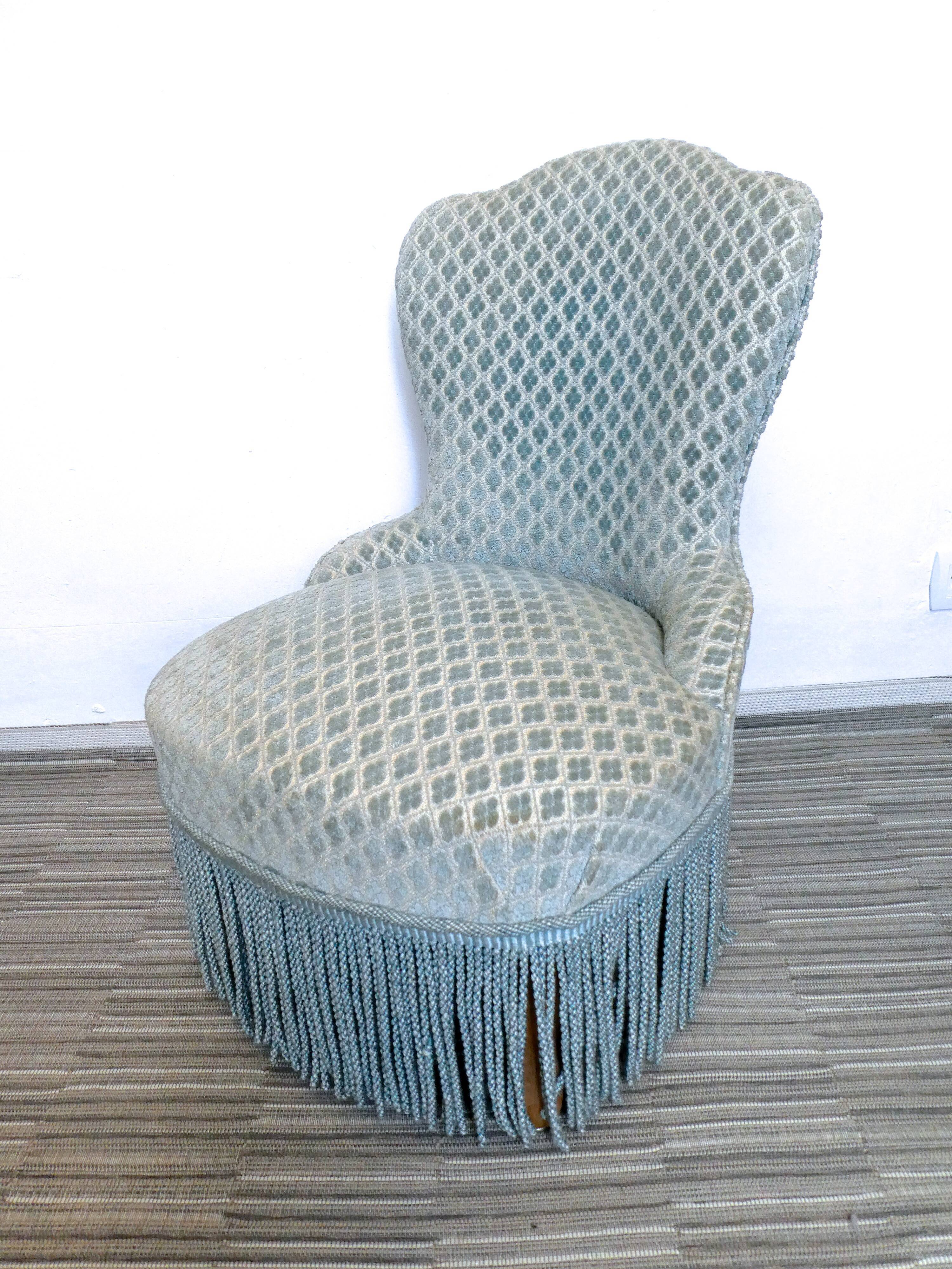 Pastel blue velvet toad chair