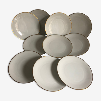 10 flat plates - Limoges Chastagner porcelain