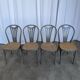 Set of 4 Vintage Gray Thonet Style Dining Chairs with Cane Seat