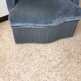 Vintage toad armchair in blue velvet