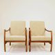 Pair of Scandinavian modern longue chairs green nebula 1970s