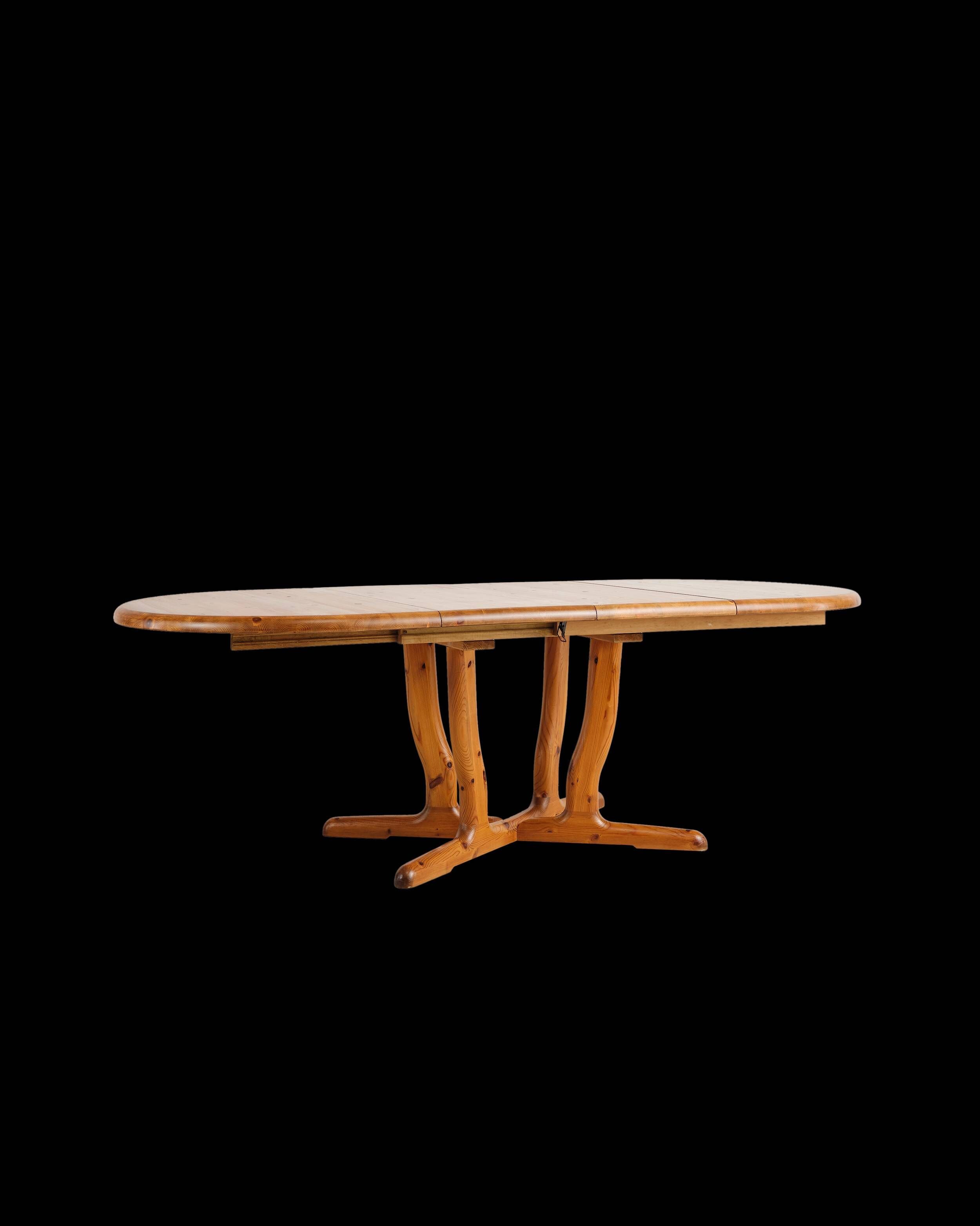Brutalist extendable table in pine, Rainer Daumiller, Denmark, 1970s.