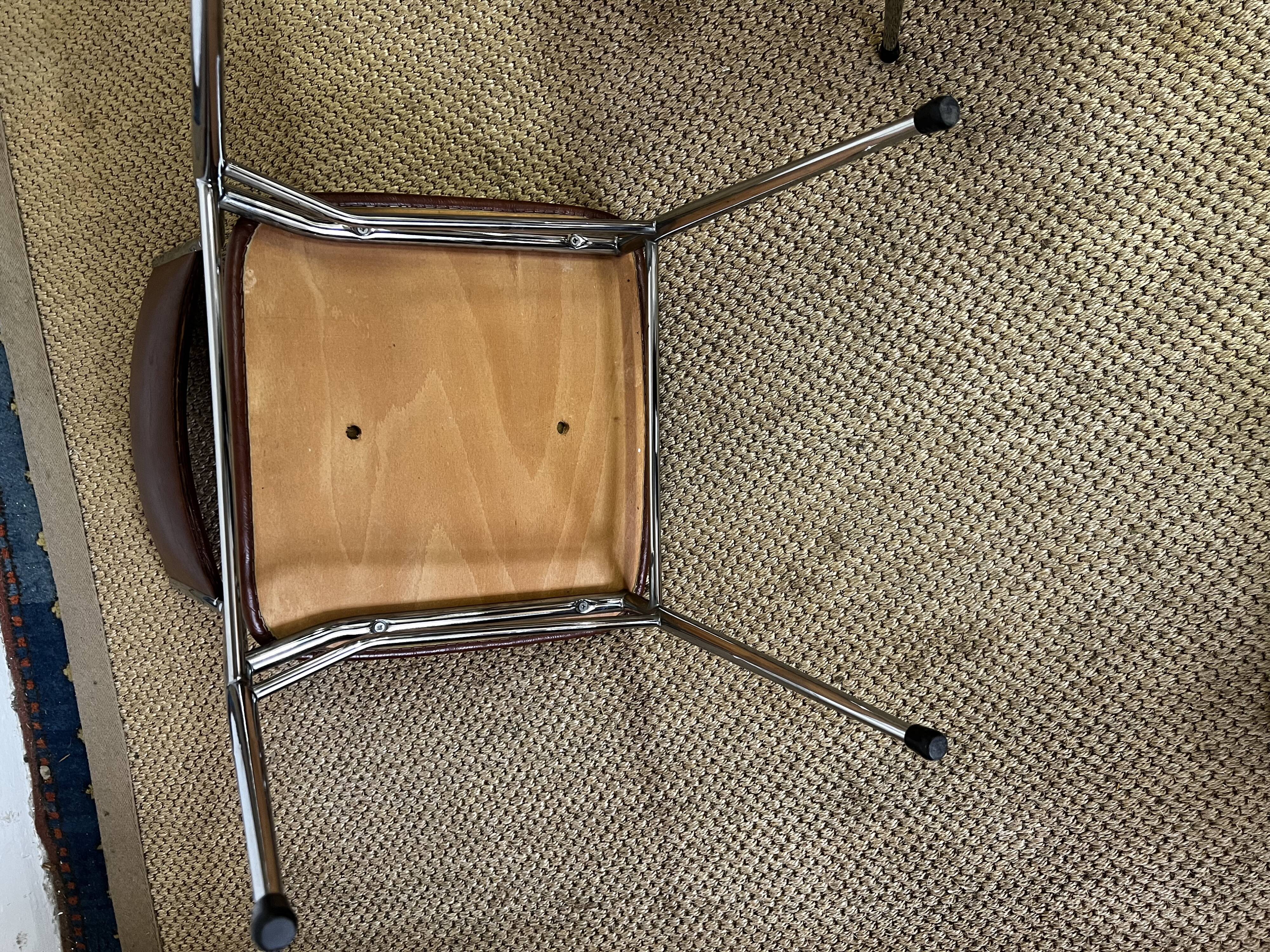 Set of 5 brown skaï chairs 1970