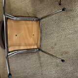 Set of 5 brown skaï chairs 1970