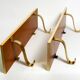 Two 1960s large Aldo Tura shelves made of wood and goatskin in beige