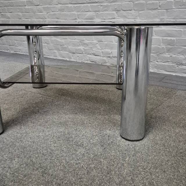 Vintage italian chrome coffee table -1970's