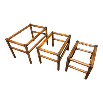 Wicker rattan nesting tables from the 60s/70s
