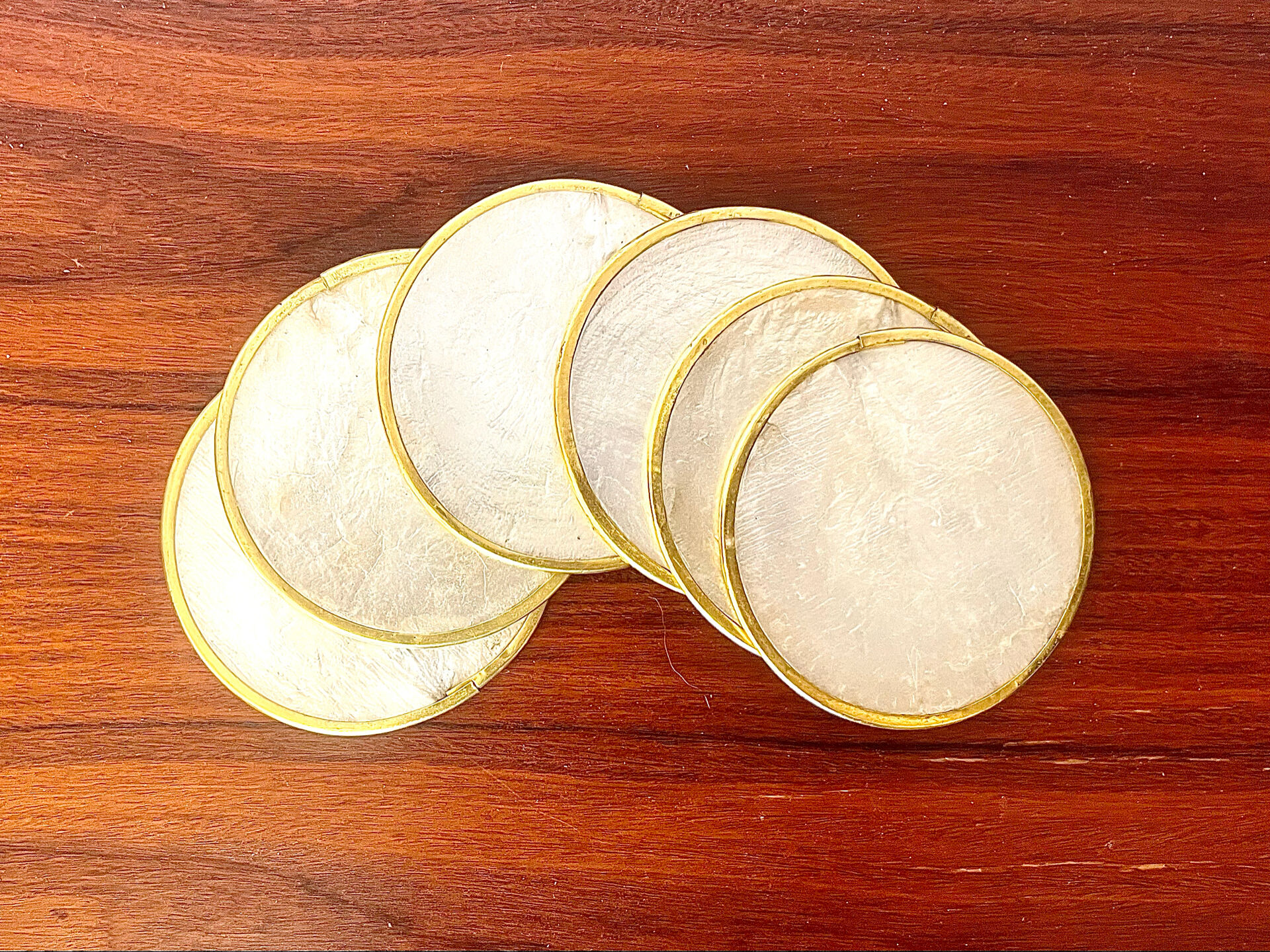 Vintage mother-of-pearl coasters, 1970s