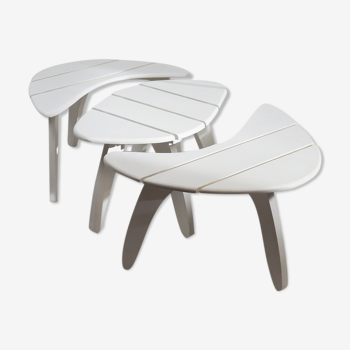 Three garden coffee tables by Huguonnet