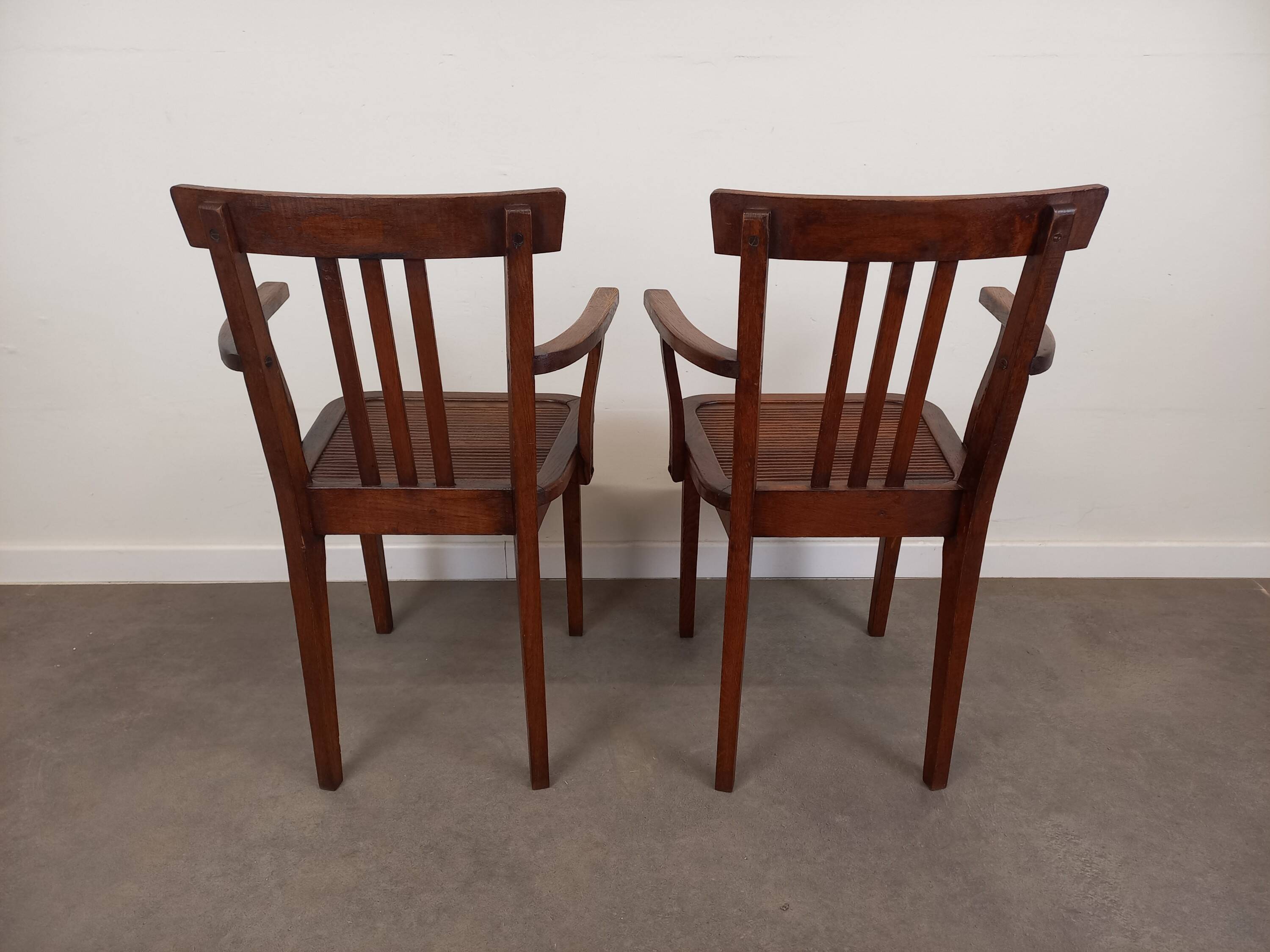 Pair of wooden bridge armchairs